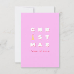 Abstract Retro Christmas Pink Holiday Decor Preppy Thank You Card