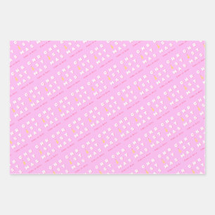 Abstract Retro Christmas Pink Holiday Decor Preppy Wrapping Paper Sheet