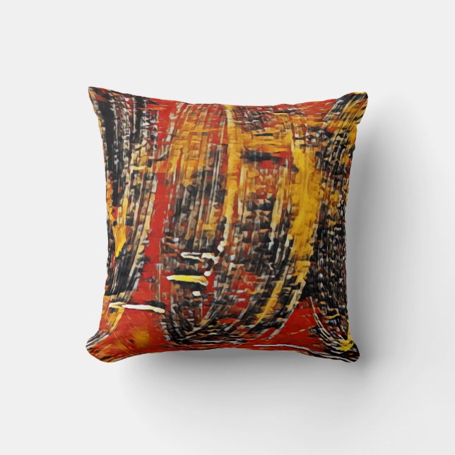 Abstract Retro Circle Wheel Red Black Throw Pillow (Front)