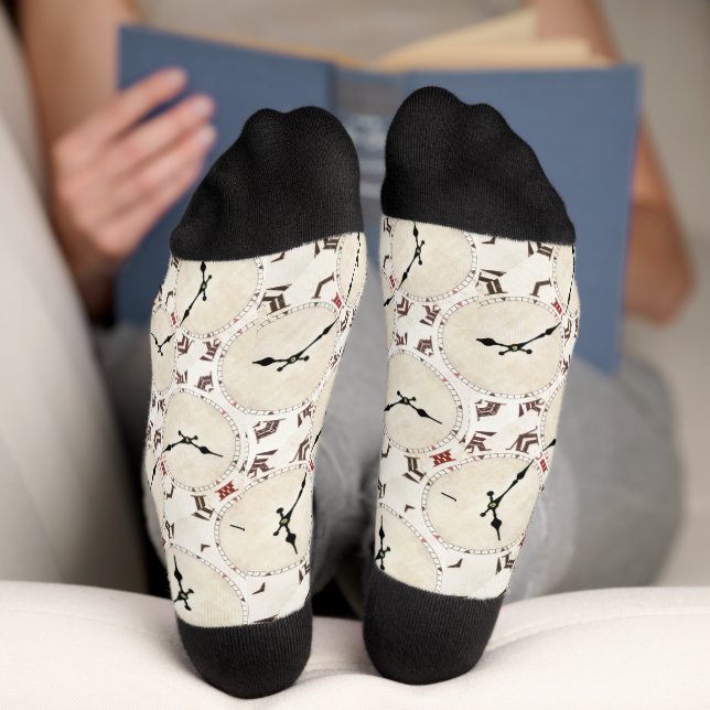 Abstract retro clock pattern socks (Bottom)