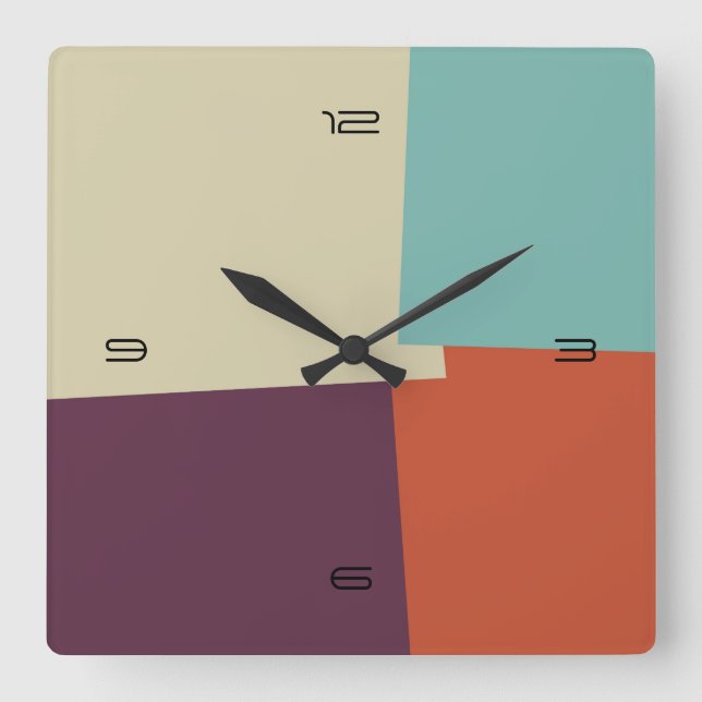 Abstract Retro Colour Geometric Pattern #7 Square Wall Clock (Front)
