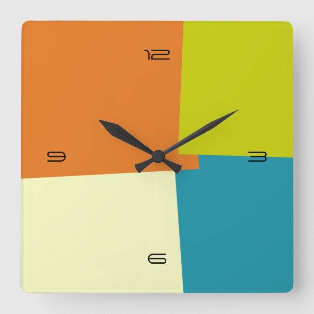 Abstract Retro Colour Geometric Pattern Square Wall Clock (Front)