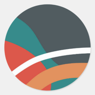 Abstract retro colours line art classic round sticker