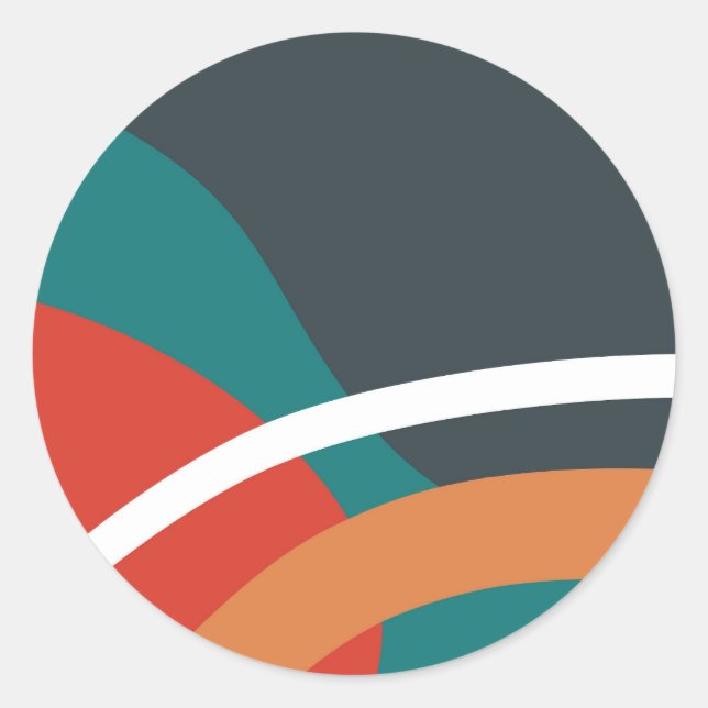 Abstract retro colours line art classic round sticker (Front)
