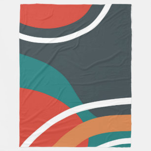 Abstract retro colours line art fleece blanket