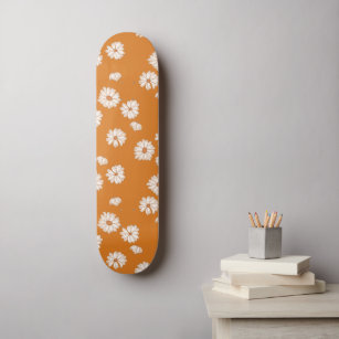 Abstract Retro Daisy Floral Pattern 70s 80s Hippie Skateboard