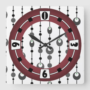 Abstract retro design ornamental deco square wall clock