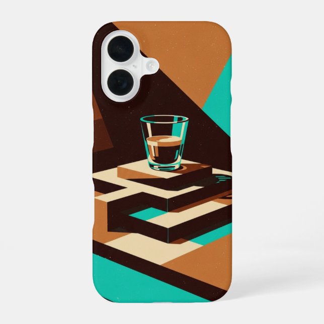 Abstract Retro Espresso Art iPhone 16 Case (Back)