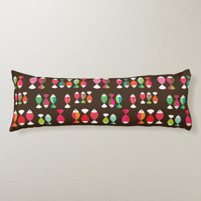 Abstract retro fish underwater pattern 2 body pillow (Front)