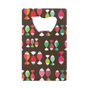 Abstract retro fish underwater pattern 2 credit card bottle opener