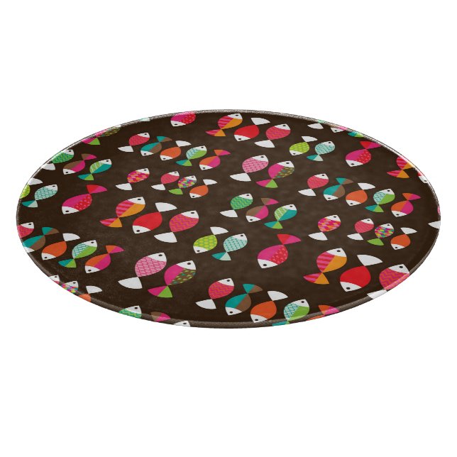 Abstract retro fish underwater pattern 2 cutting board (Corner)
