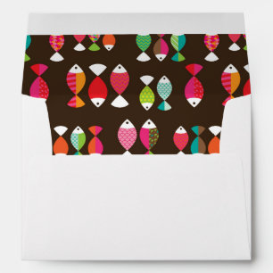 Abstract retro fish underwater pattern 2 envelopes