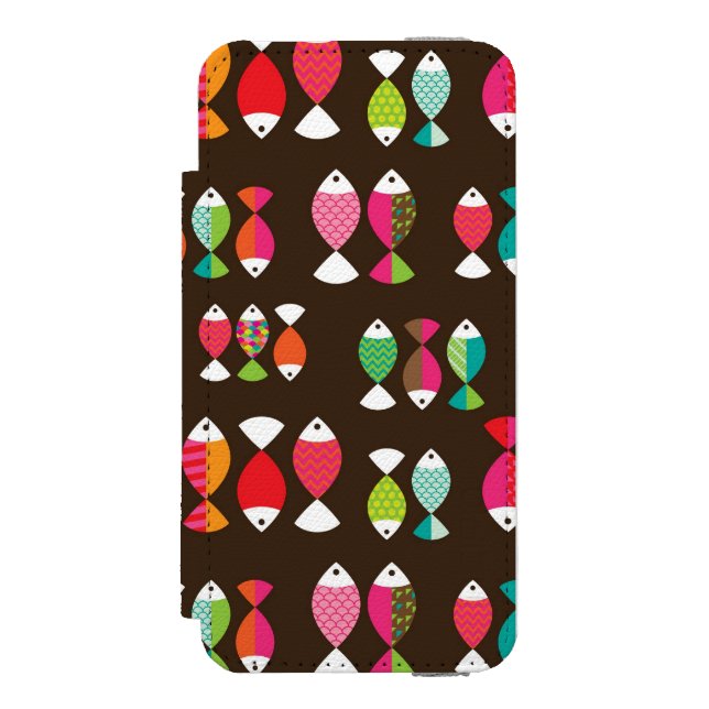 Abstract retro fish underwater pattern 2 incipio iPhone wallet case (Folio Front)