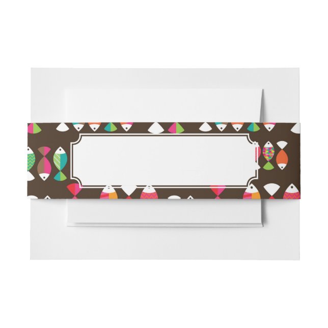Abstract retro fish underwater pattern 2 invitation belly band (Front Example)