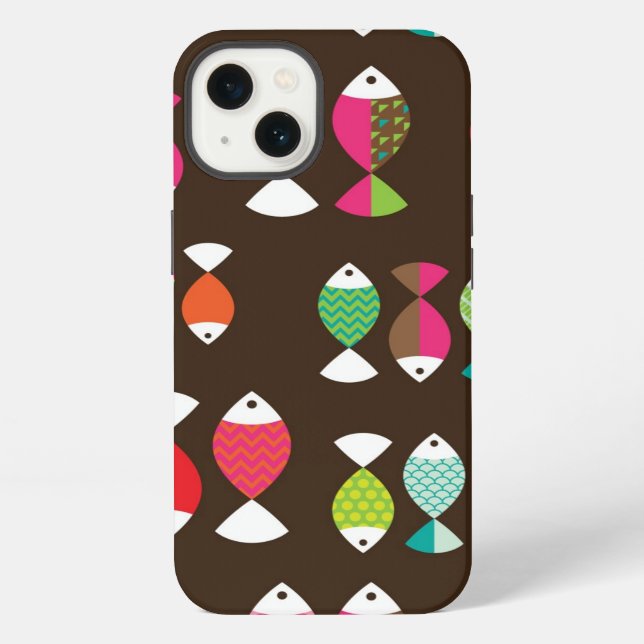 Abstract retro fish underwater pattern 2 iPhone case (Back)