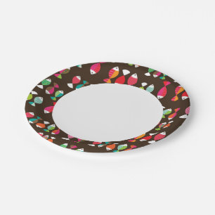 Abstract retro fish underwater pattern 2 paper plate