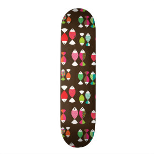 Abstract retro fish underwater pattern 2 skateboard
