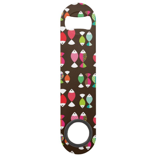 Abstract retro fish underwater pattern 2 speed bottle opener (Front)