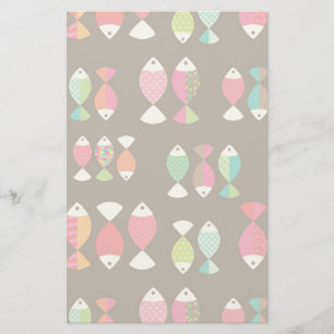 Abstract retro fish underwater pattern 2 stationery