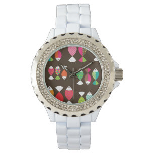 Abstract retro fish underwater pattern 2 watch