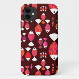 Abstract retro fish underwater pattern iPhone 11 case