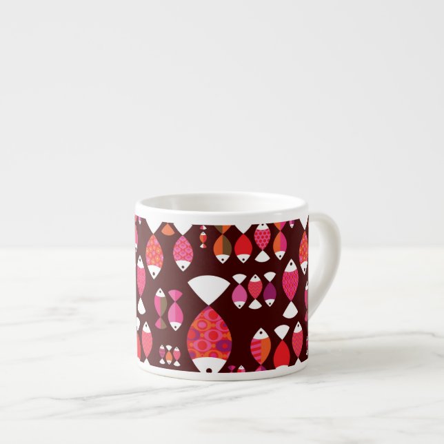 Abstract retro fish underwater pattern espresso cup (Front Right)