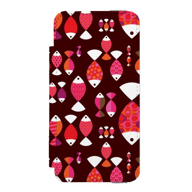 Abstract retro fish underwater pattern incipio iPhone wallet case (Folio Front)