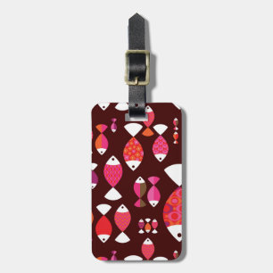 Abstract retro fish underwater pattern luggage tag
