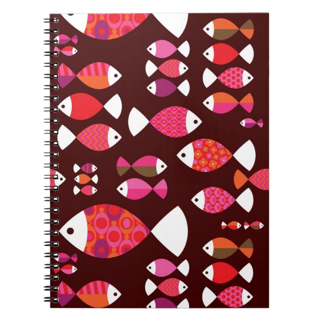 Abstract retro fish underwater pattern notebook (Front)