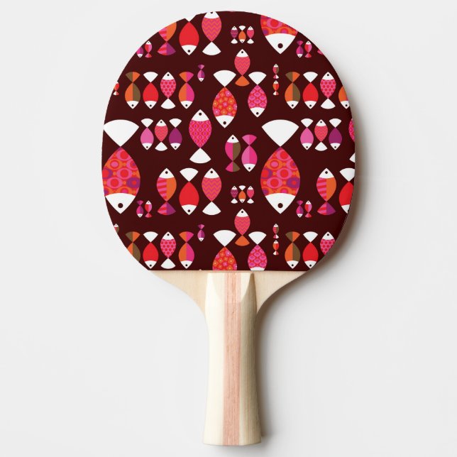 Abstract retro fish underwater pattern ping pong paddle (Front)