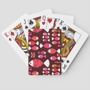 Abstract retro fish underwater pattern playing cards