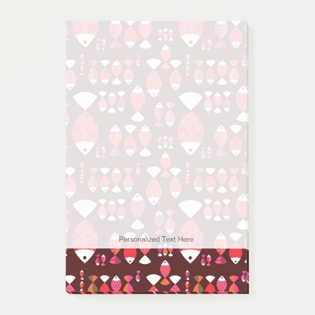 Abstract retro fish underwater pattern post-it notes (Front)