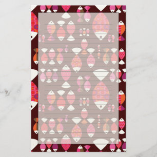 Abstract retro fish underwater pattern stationery
