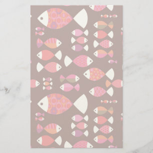 Abstract retro fish underwater pattern stationery