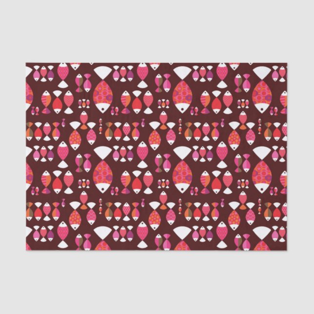 Abstract retro fish underwater pattern tissue paper (Front)