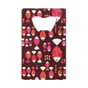 Abstract retro fish underwater pattern wallet bottle opener