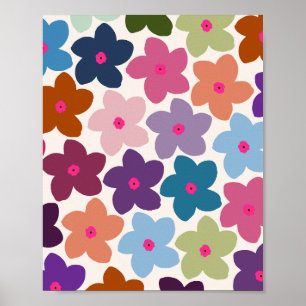 Abstract Retro Flower Colourful Poster