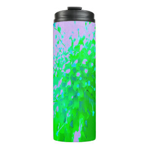 Abstract Retro Flower in Lavender and Lime Green Thermal Tumbler