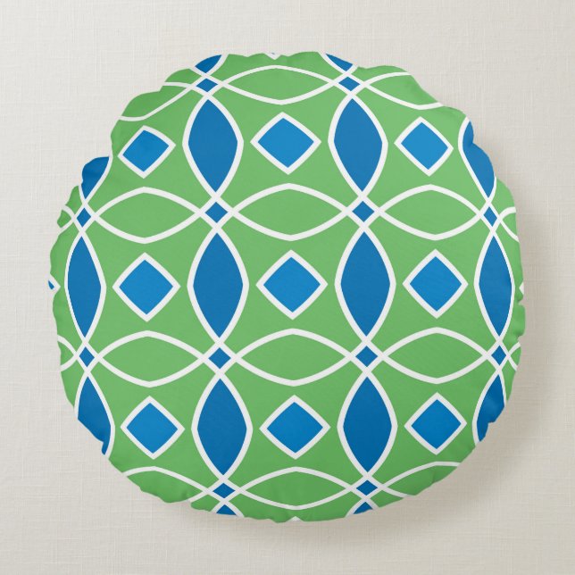 Abstract Retro Geometric seamless pattern with tri Round Pillow (Front)