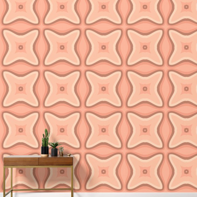 Abstract Retro Geometric Wallpaper in Warm Tones (Hallway)