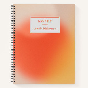 Abstract Retro Gradient Orange Custom Name  Notebook
