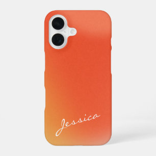 Abstract Retro Gradient Orange Personalized Name  iPhone 16 Case