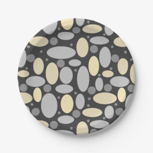 Abstract retro grey beige pastel sea pebbles stone paper plate
