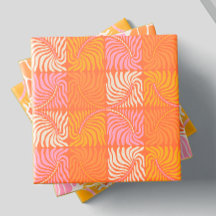 Abstract Retro Groovy Pattern Yellow Orange Pink