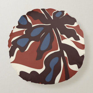 Abstract Retro Leaf Motif Round Pillow