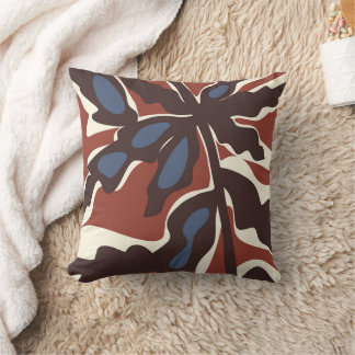 Abstract Retro Leaf Motif Throw Pillow