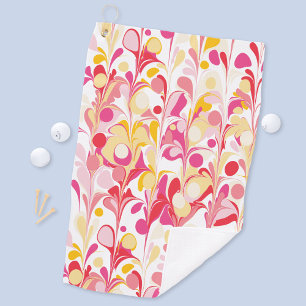 Abstract Retro Marble Pattern Pink Golf Towel