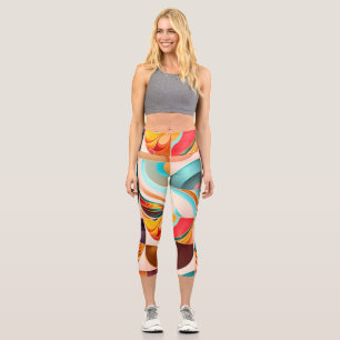Abstract Retro Modern Squares Collection Capri Leggings