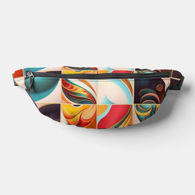 Abstract Retro Modern Squares Collection Fanny Pack (Lay Down)