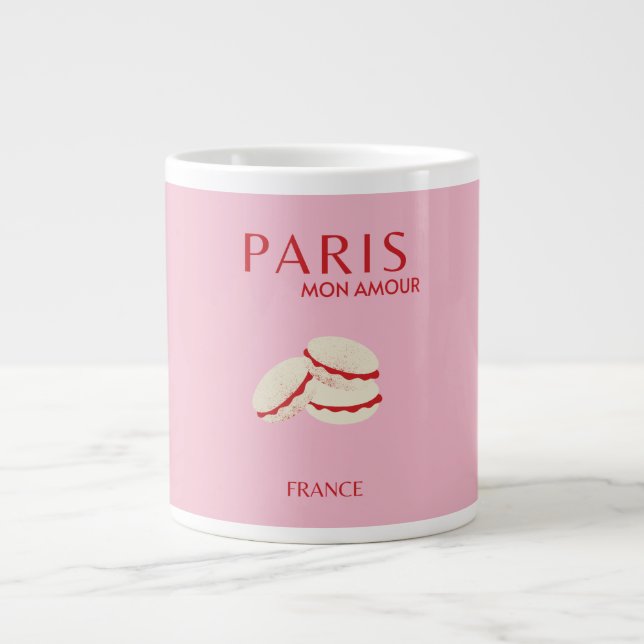 Abstract Retro Pastel Paris Pink ans Pastel Travel Large Coffee Mug (Front)